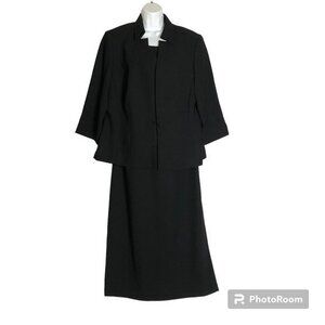 Jessica Howard Black Linen Dress with Matching Linen Jacket, Size 16